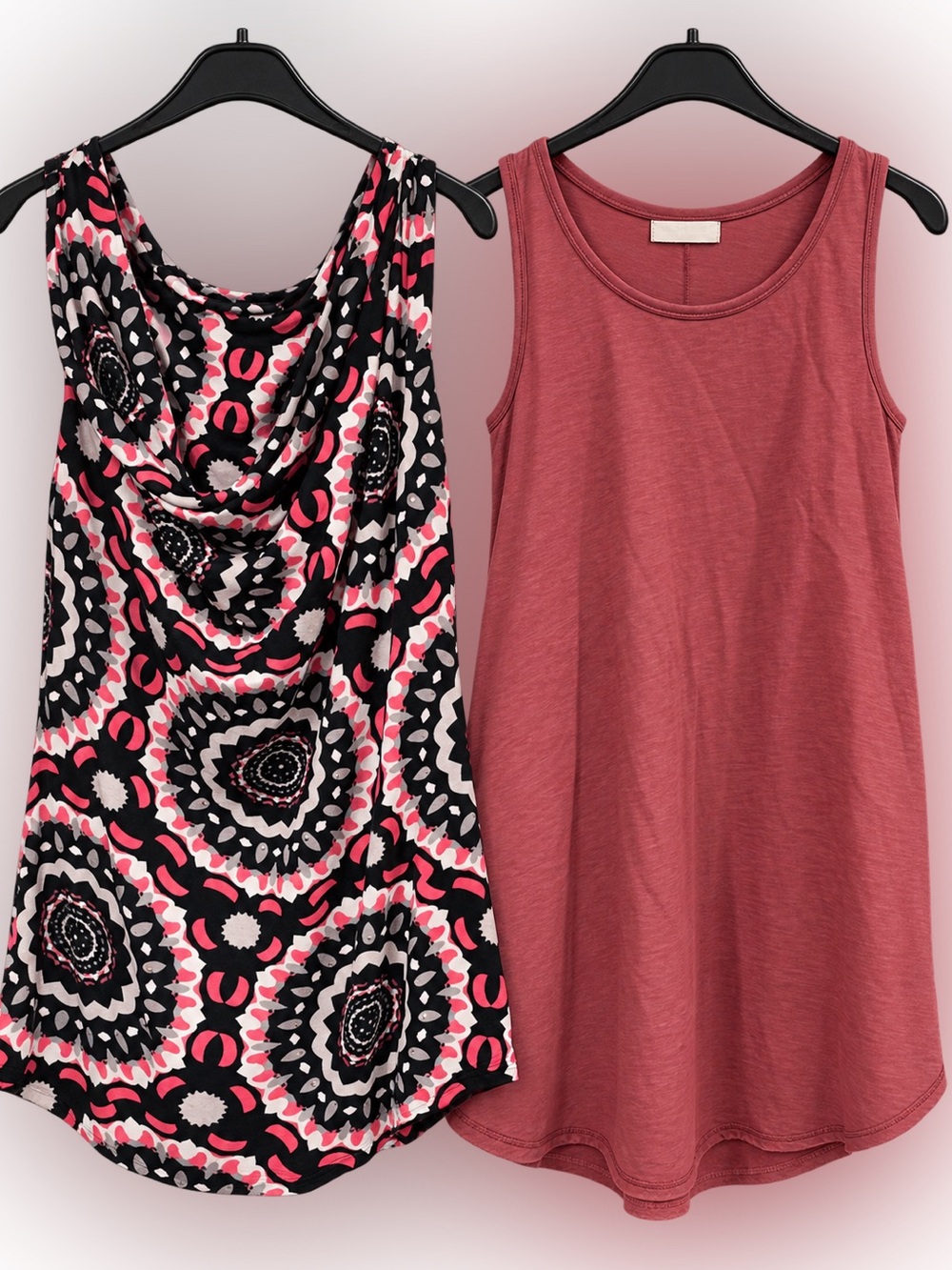 Love Stitch + Abstract Cowl Neck Tank Top Bundle Small Pink Black